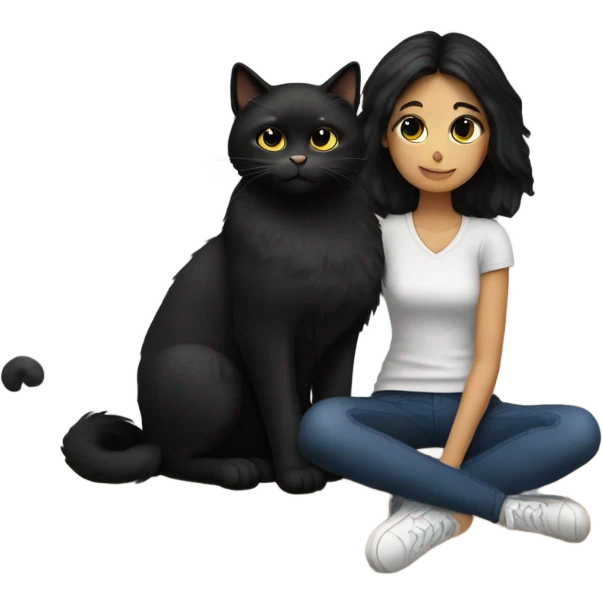 Cat with black hair girl emoji