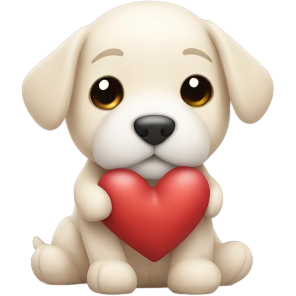 cute dog hugs toy heart emoji