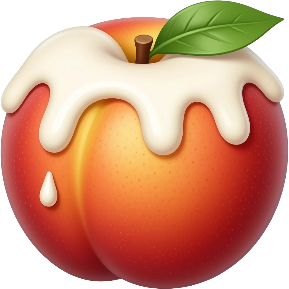 Cream dripping out of peach emoji