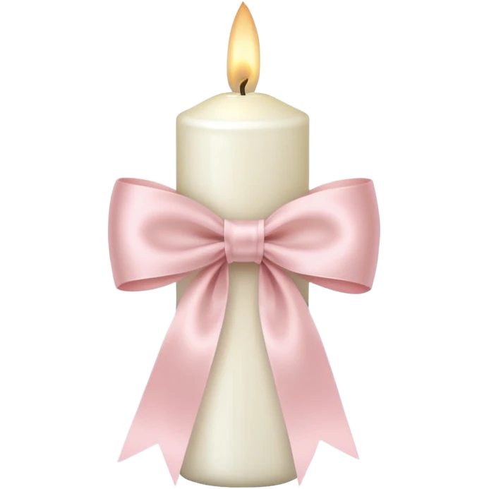 make a white candle with a light pink ribbon bow emoji