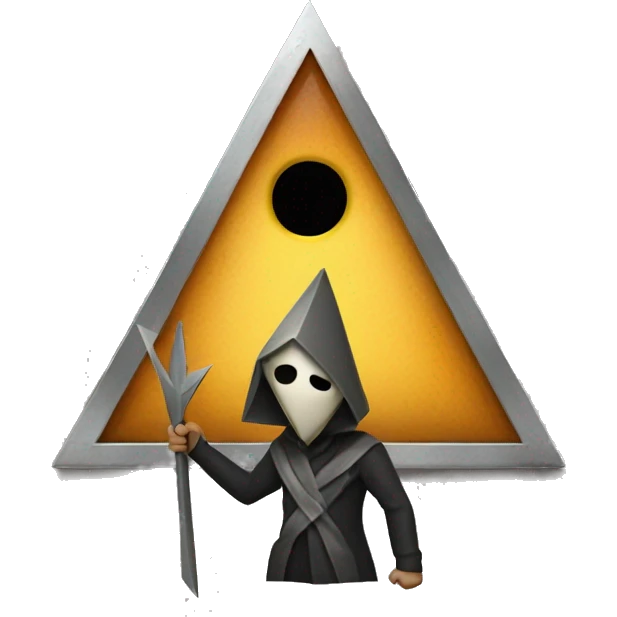 Guy with metal triangle pyramid head emoji