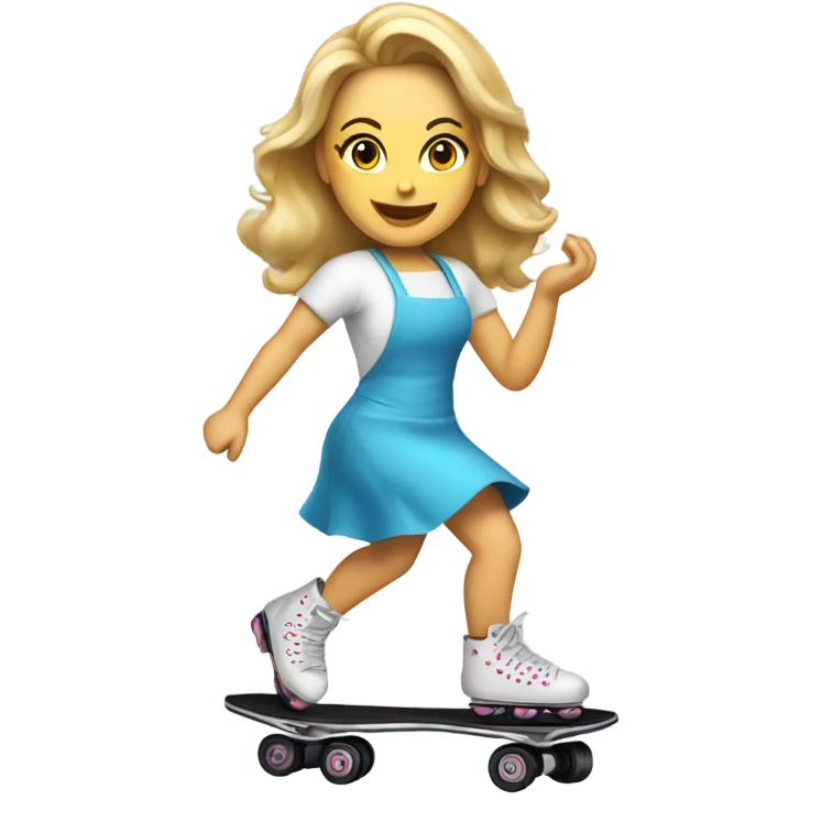 Caucasian woman on roller skate cooking pancakes emoji
