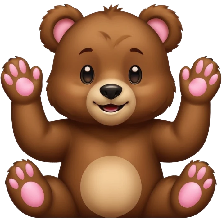 happy bear with paws up, blushing emoji