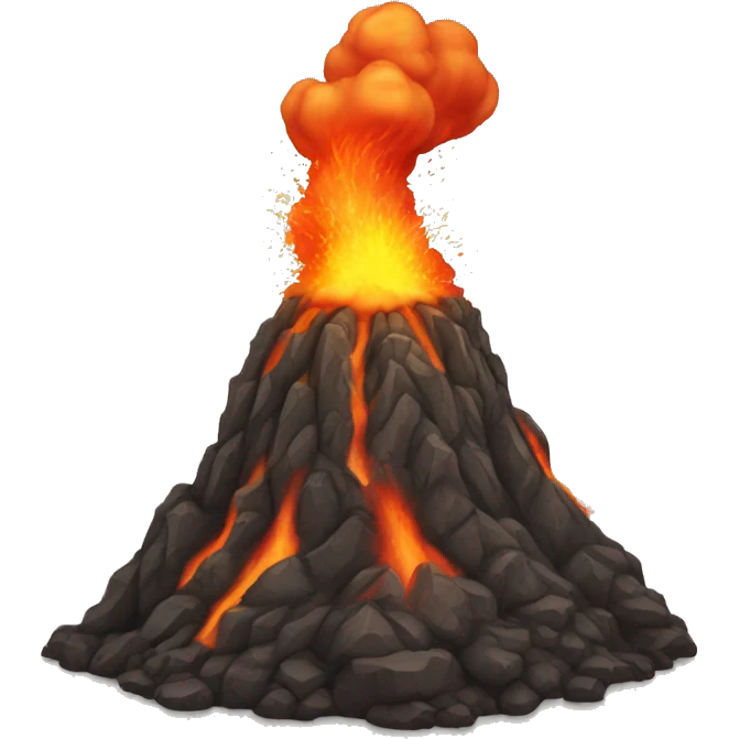 awakened volcano, ashes, fire, relief emoji