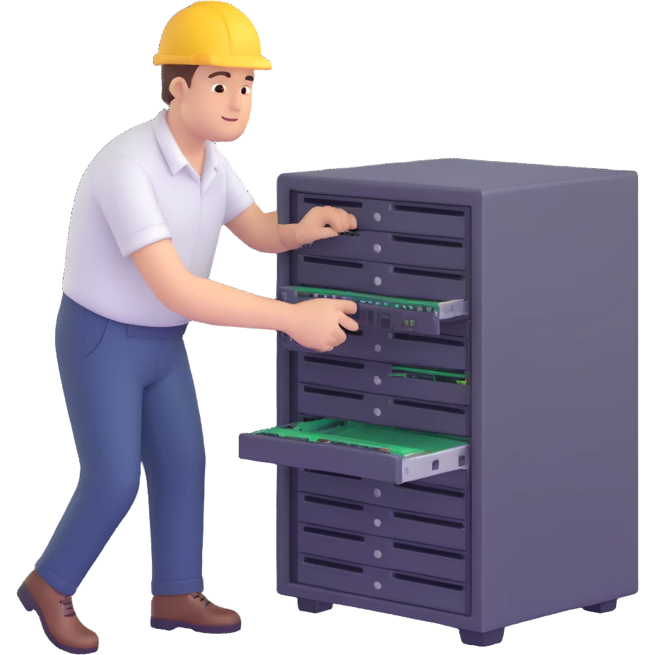 An man fixing company servers emoji