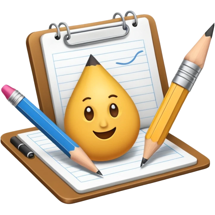 Create an icon representing the process of creating a black-and-white caricature. Include a pencil, a sketchpad with a humorous, exaggerated figure, and inking tools. Use bold lines and shading, with a transparent background. emoji