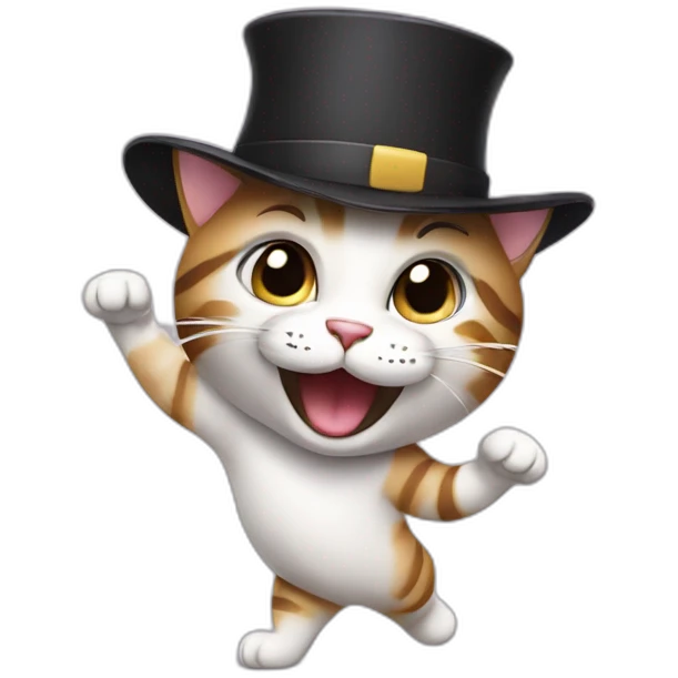 Cat with hat dancing tango emoji