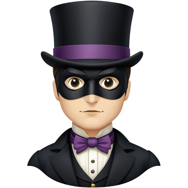 Batman with his black mask wearing Victorian era clothes with top hat emoji