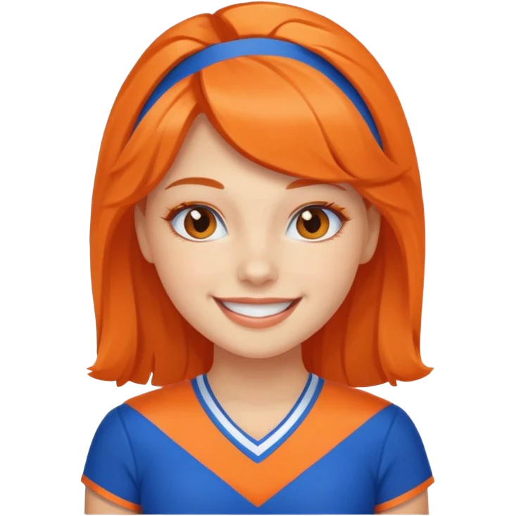 cheerleader  within a circle of shades of orange and blue emoji