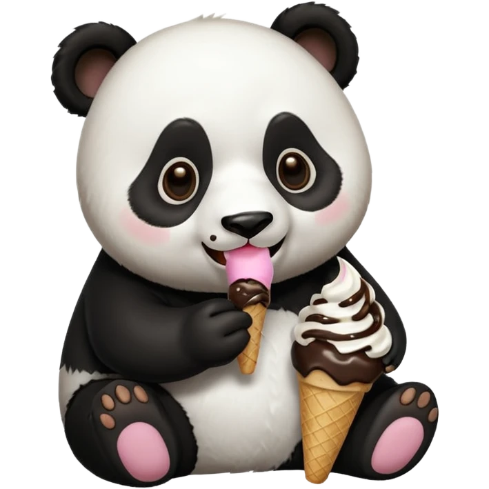 Panda eating ice cream emoji