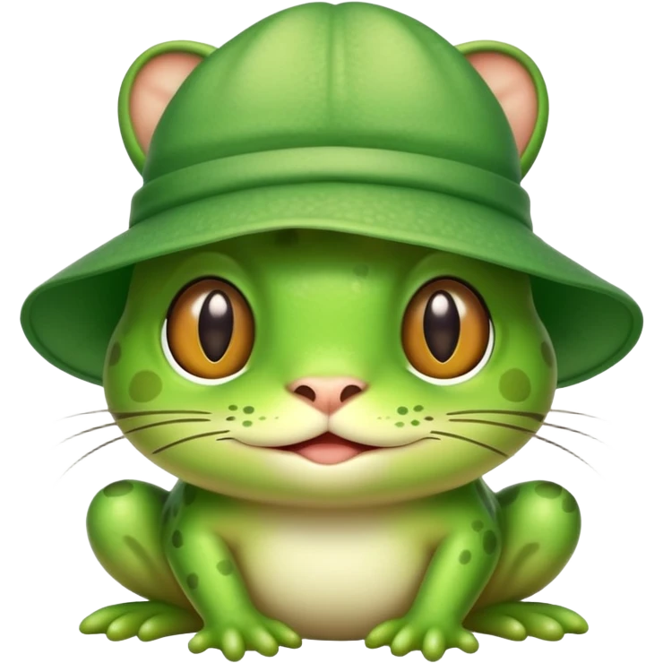 Cat wearing a frog hat  emoji