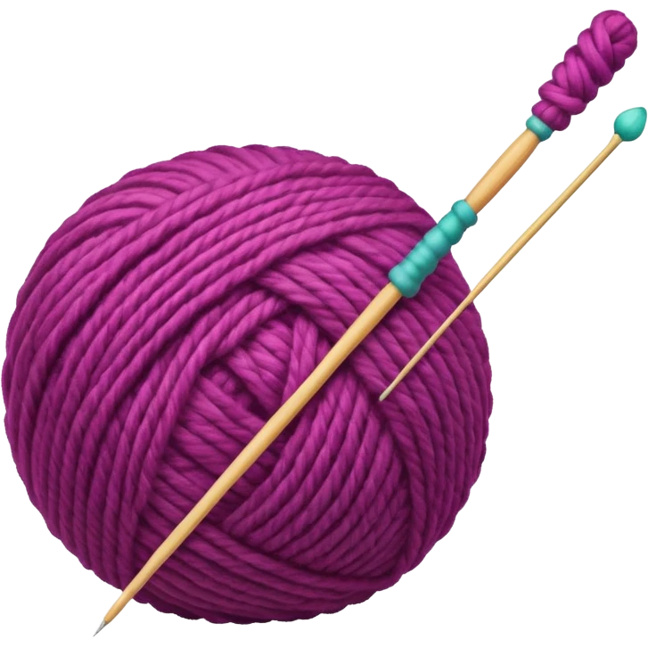 a ball of wool with a knitting needle emoji