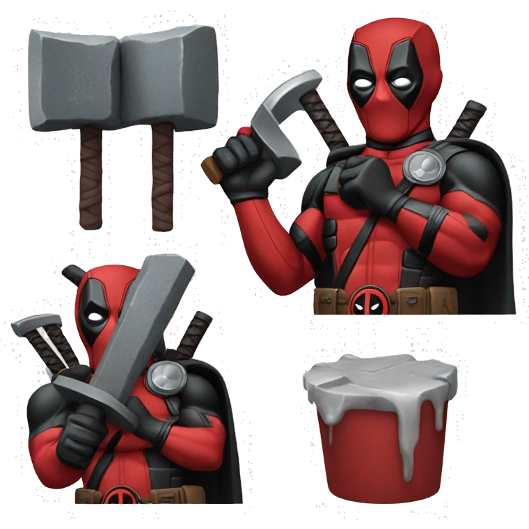 Deadpool with thors hammer emoji