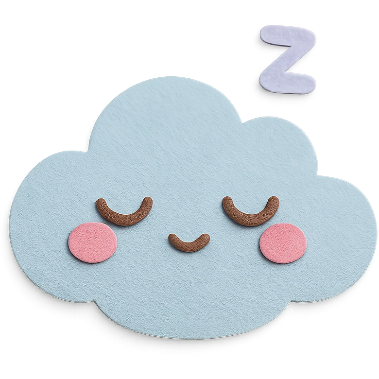 kawaii sleepy cloud, half-closed cute eyes, soft pastel colors, no limbs, full body, paper craft style emoji
