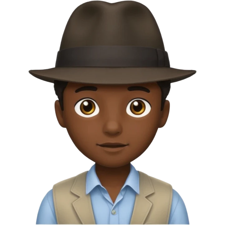 dark-skinned boy portrait fedora emoji