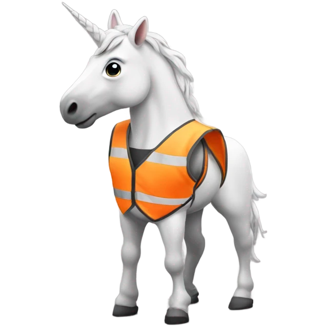 Unicorn wearing a safety vest emoji