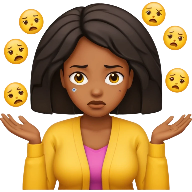 black woman puzzled unhappy shrug emoji emoji