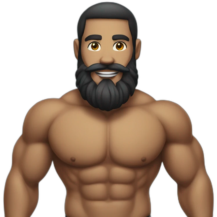 muscly swimmer black beard full length emoji