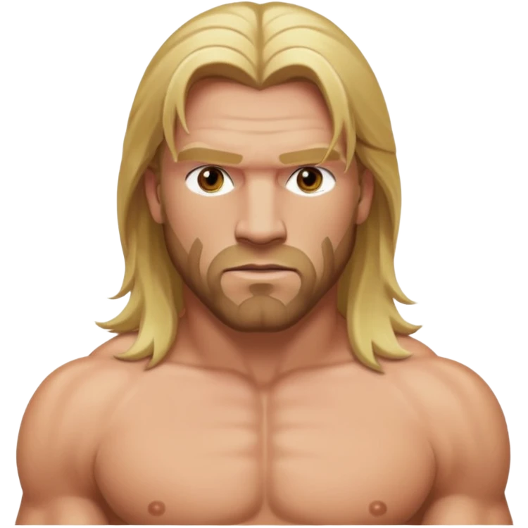Triple H with hazel eyes, long blonde hair, shirtless emoji