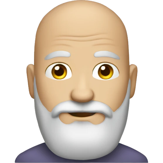 Grey bearded man with bald head emoji