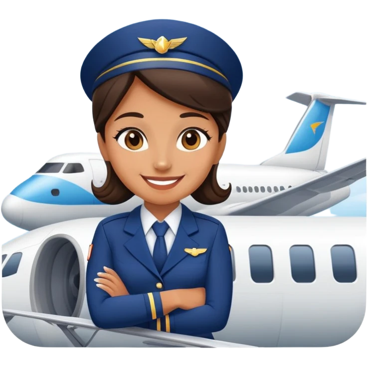 a flight attendant sitting on the wing of the plane emoji