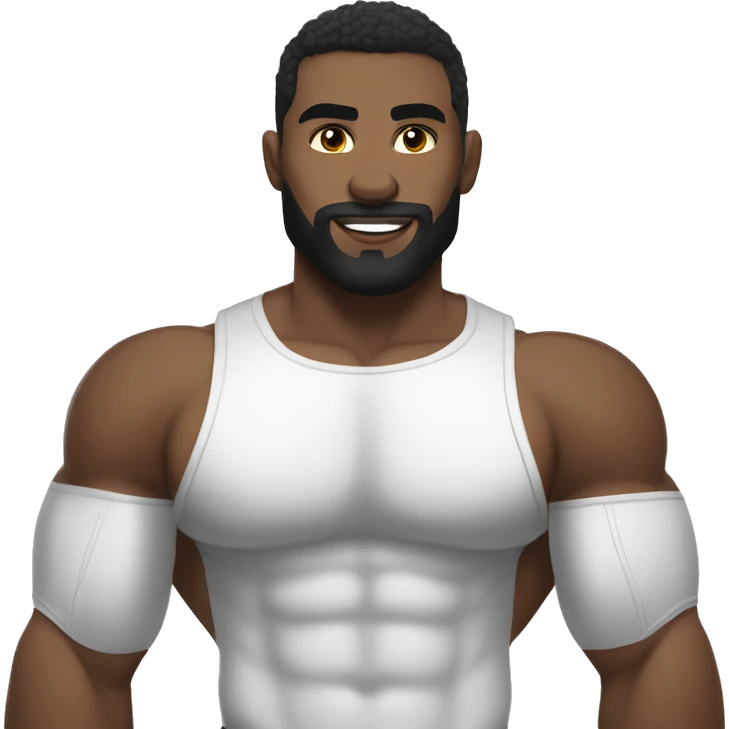 White skin, black hair, hairy body, Bodybuilder, high and tight military haircut, wearing white underwear emoji