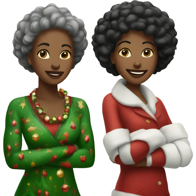 Two black women at a Christmas tree market emoji