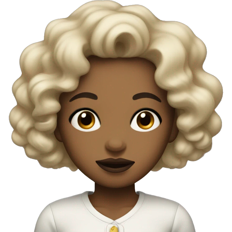 A girl with a light complexion and black curls and big lips goes to bed emoji