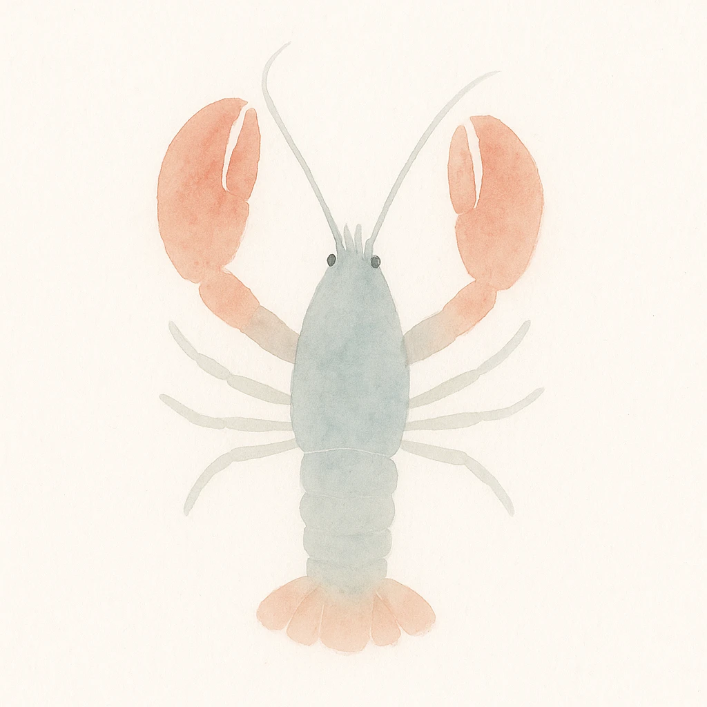 a lobster, watercolor art style, delicate brush strokes, soft colors emoji