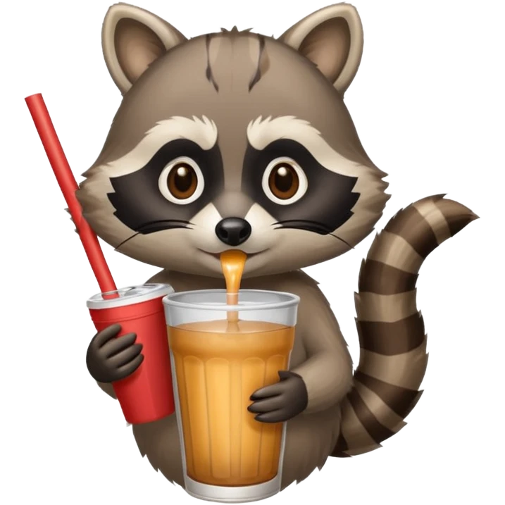 raccoon drinking through a straw emoji