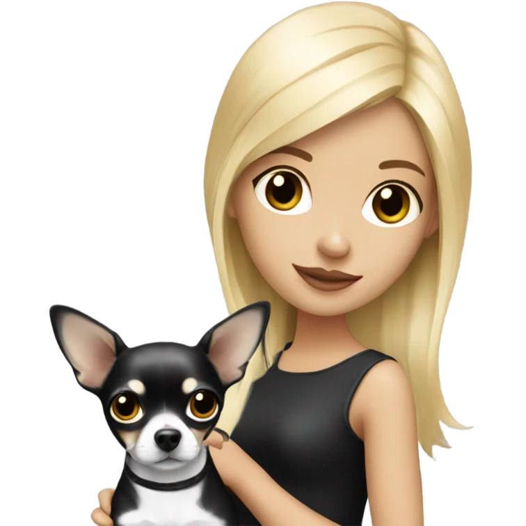 Blonde girl with Black and white chihuahua  emoji