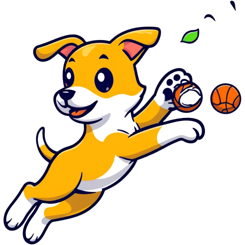 dog jumping to catch ball emoji