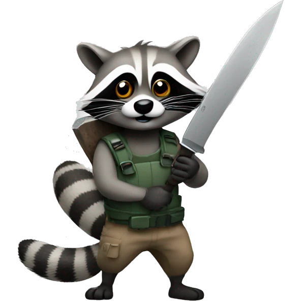 Raccoon with a knife emoji