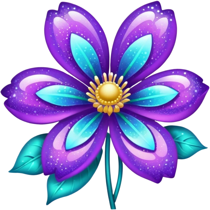 glitter purple and cian flower emoji