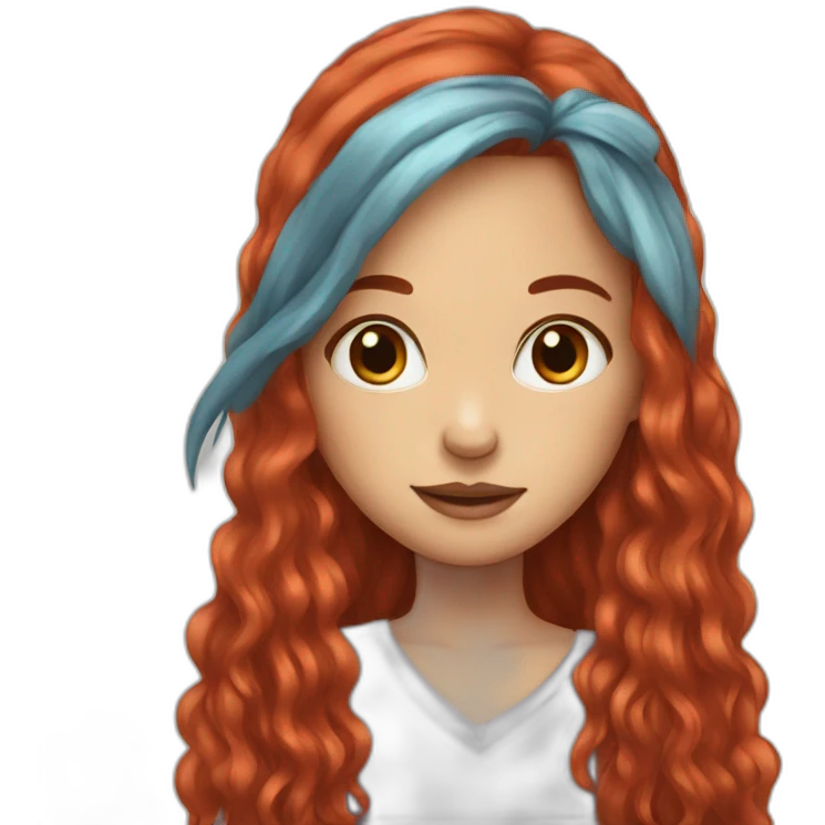 Red long hair girl drawing emoji