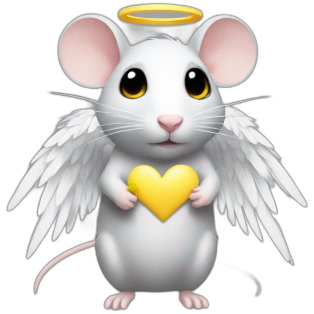 rat with white feather angel wings who is holding a yellow star emoji