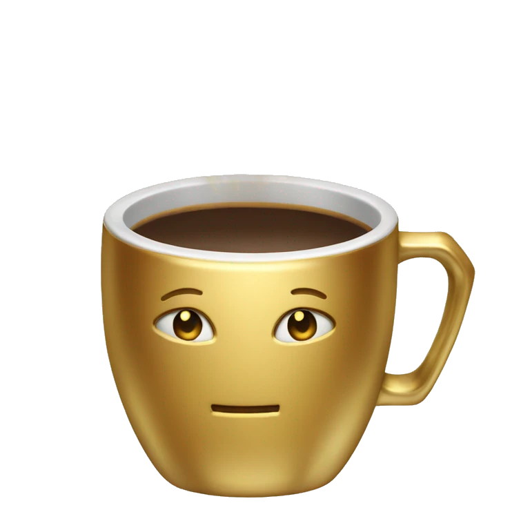 vintage Metallic Gold mug of coffe emoji