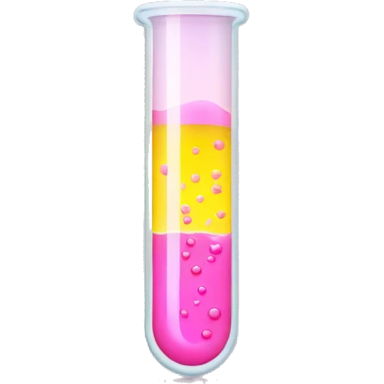 Test tube filled by yellow with light pink at the top liquid emoji