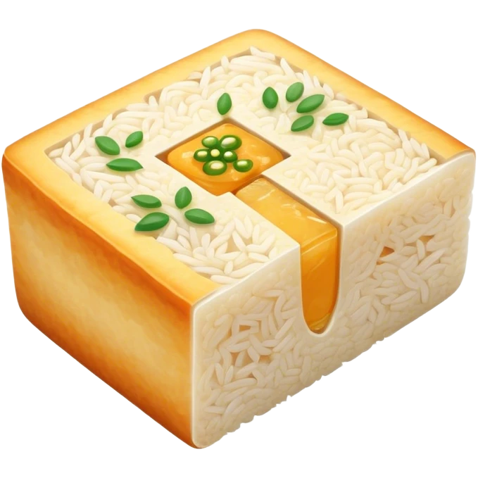 a savory rectangular sticky rice cake with a slice cut out emoji