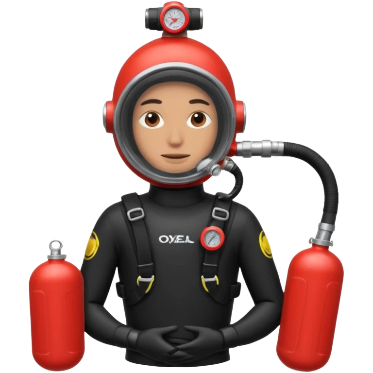 Diver + red oxygen tank,Coral Divers emoji