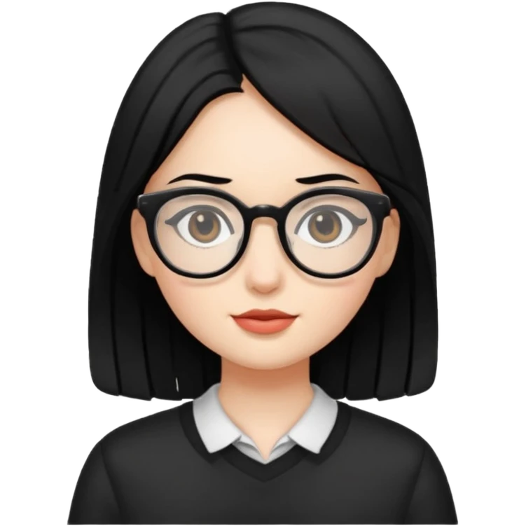 gozluklu siyah sacli kiz emoji