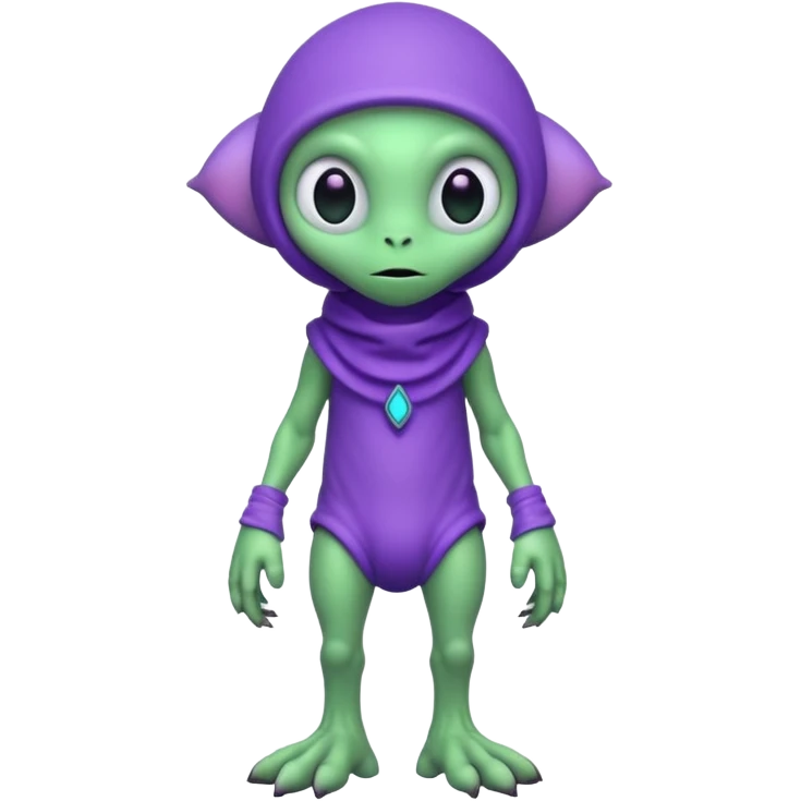 full body cute roughly humanoid peacefull alien furry with 2 legs and eye stalks stands upright and looks intelligent ...wears clothing. not green..looks happy and cudly... has 3 eyes...the alien has 3 eyes....it has an extra eye on single stalk on top of head emoji