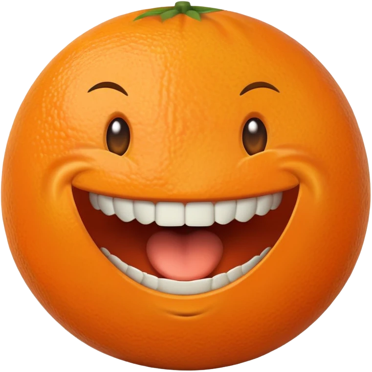 A orange with a big mouth emoji