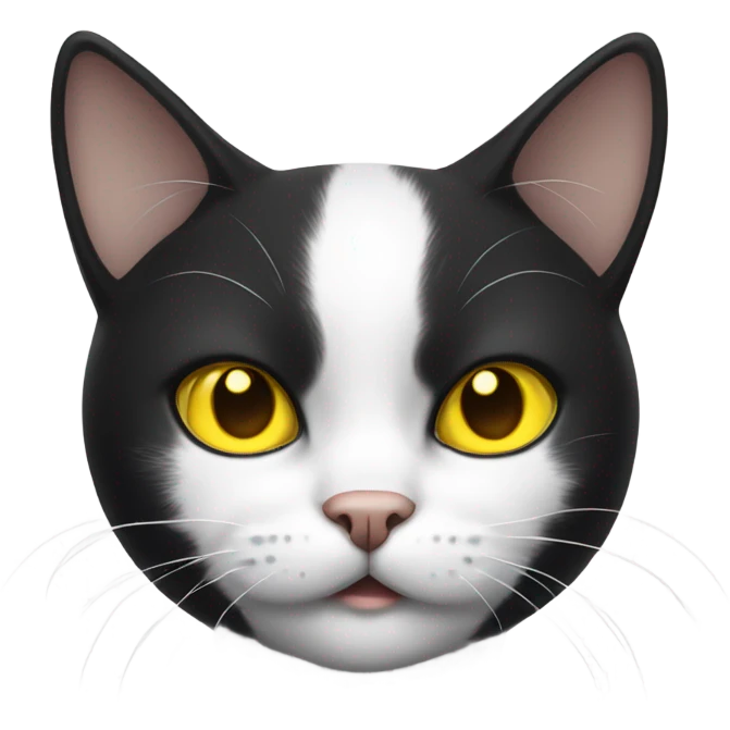Black and white cat with yellow eyes emoji