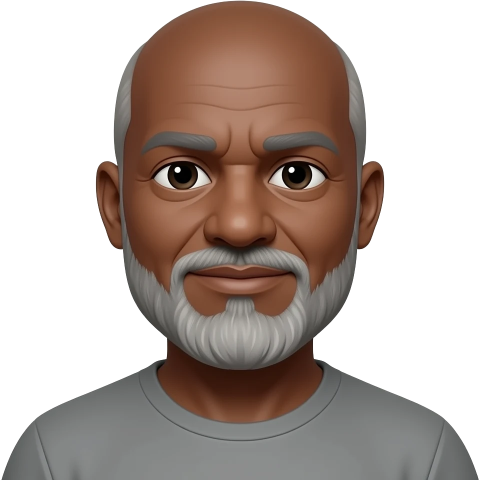 55 year old black male with grey bearded and bald headed emoji