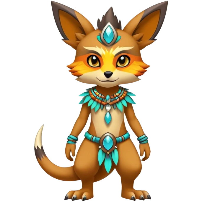 Anthro Sona Cool Edgy Cute Colorful Shy Shamanic Tribal Shiny Fakemon-Fantasy-Creature Full Body emoji