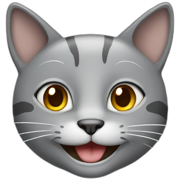 Grey cat smiling emoji