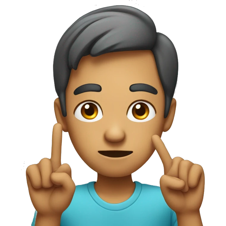 focused facial expression with two fingers pointing on both sides of the head near the temple emoji