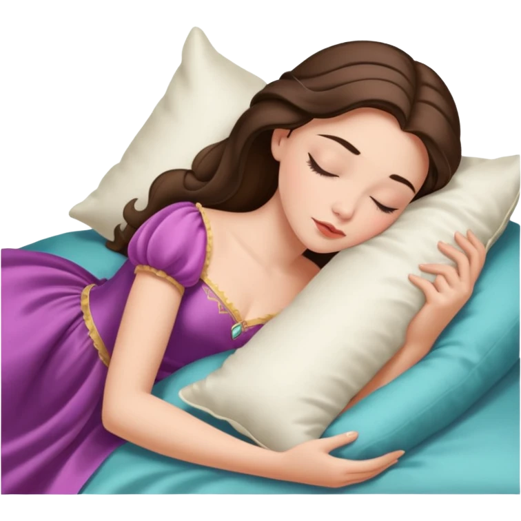 sleeping beauty brunette white girl with a silk pillow emoji