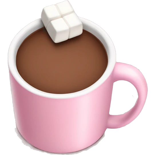 Light Pink mug of hot chocolate with marshmallows  emoji